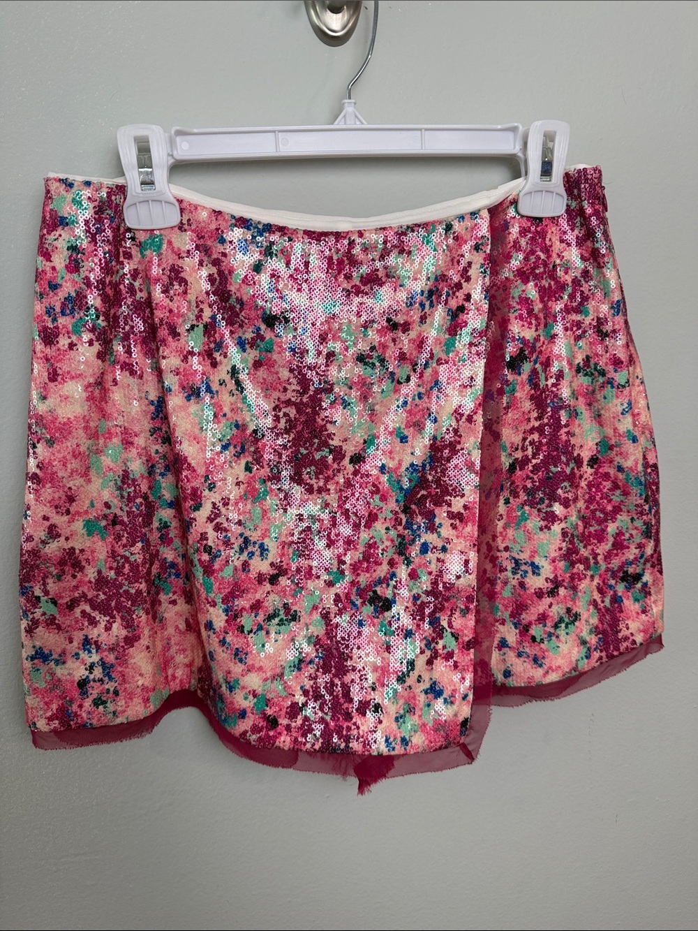 RACHEL ZOE Sequin Mini Skirt in Pink Multicolor Sparkle ~ 8